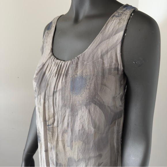 Prontomoda Giusy Gray Floral Silk Blend Sleeveless Dress Size S Made in Italy - Picture 2 of 7